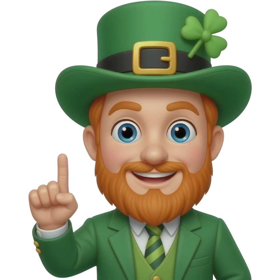 A leprechaun that’s sticking up the middle finger emoji