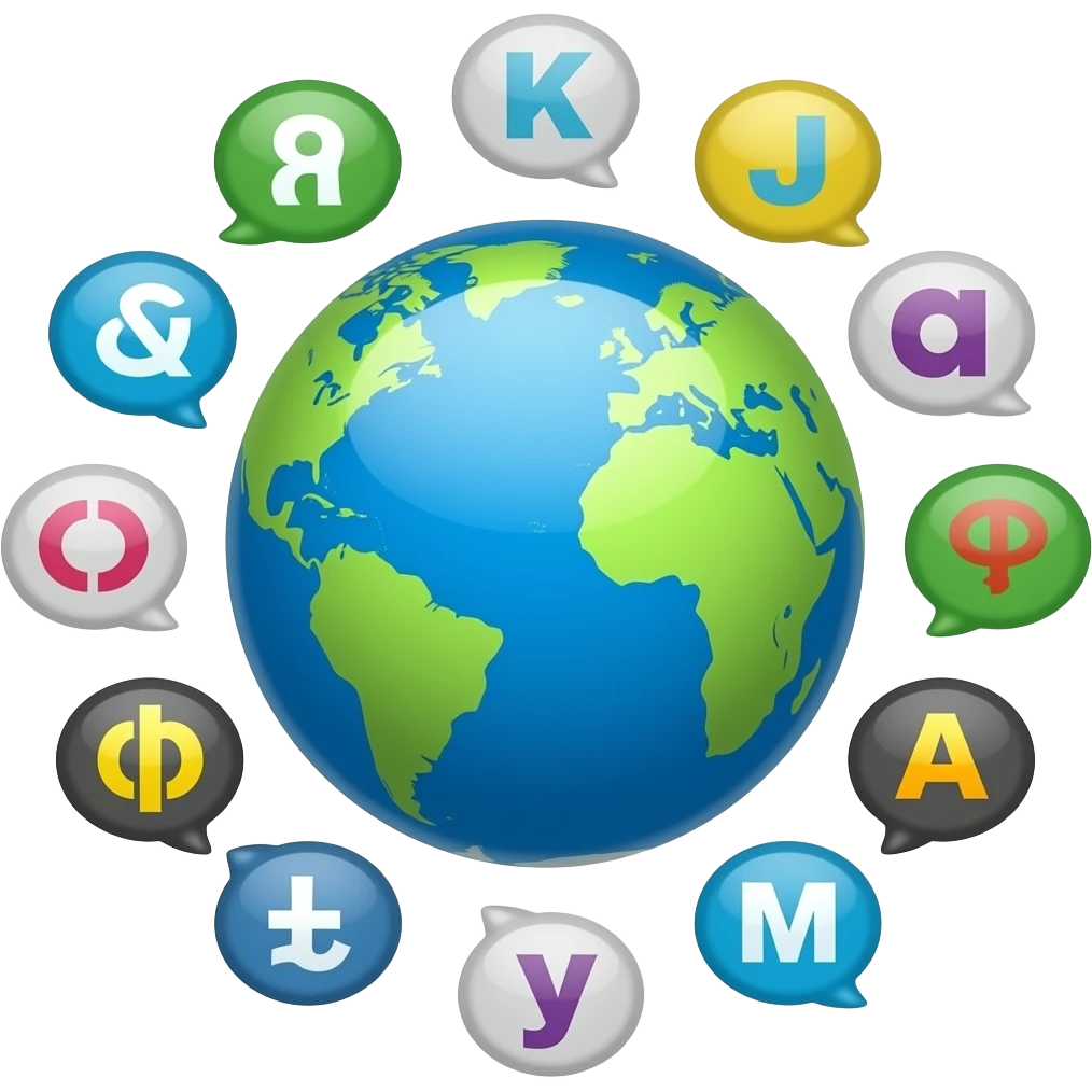 crea una imagen sencilla que represente lo plurilingüe emoji