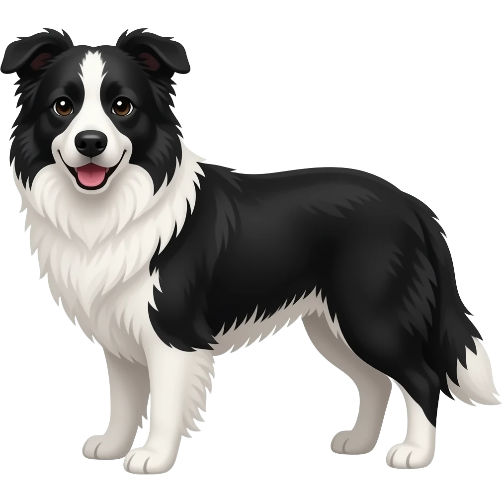 Black and white border collie emoji