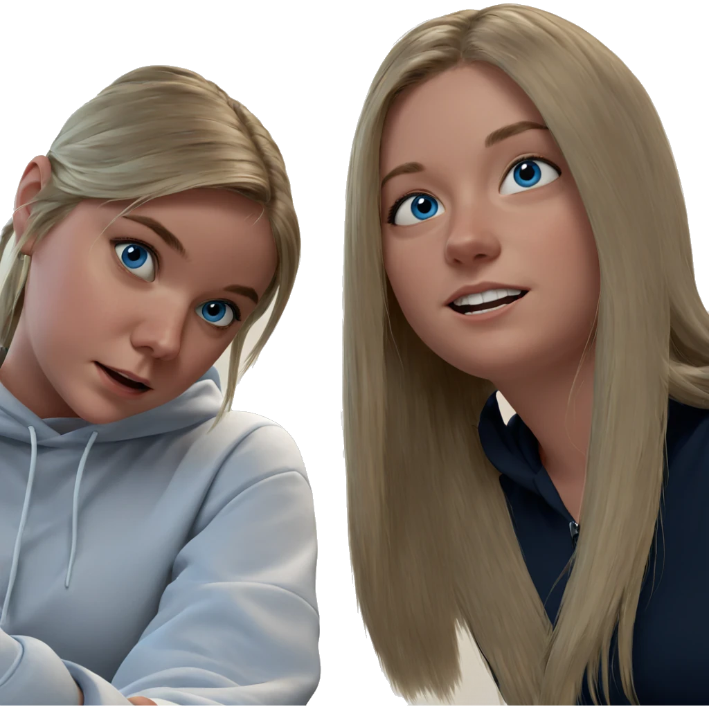 two girls with blue eyes emoji
