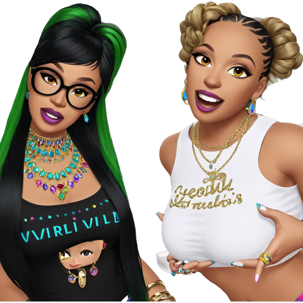 colorful girls with jewelry emoji