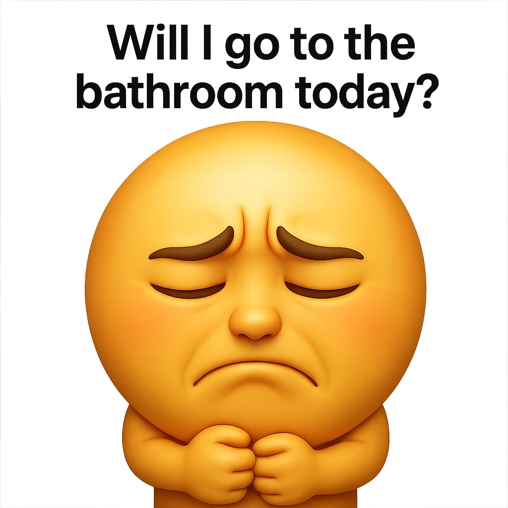emoji stile iphone che riguarda l'argomento "stipsi/andrò al bagno oggi?", iperrealistico 4k emoji