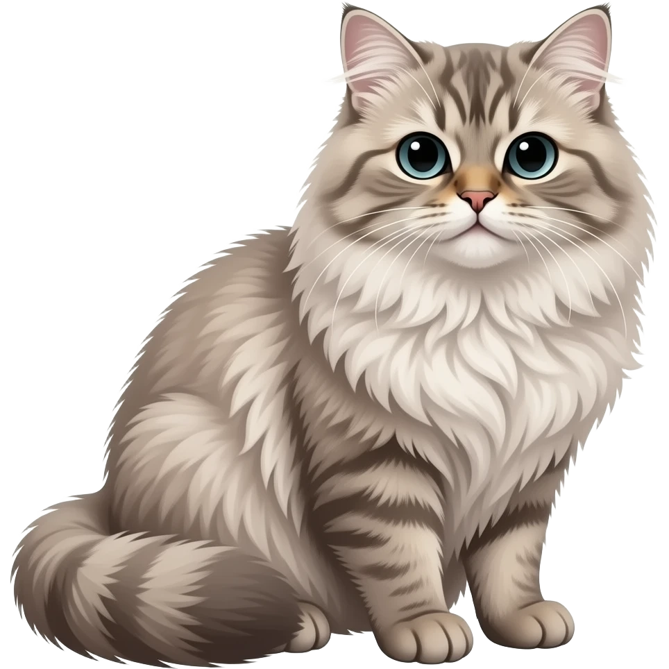 Realistic sitting slim beautiful fine aesthetic thin Persian cat emoji