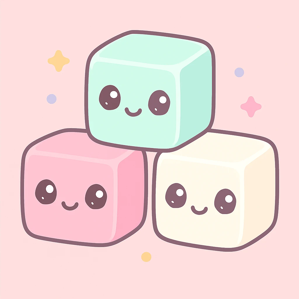 kawaii sugar cubes with cute faces emoji