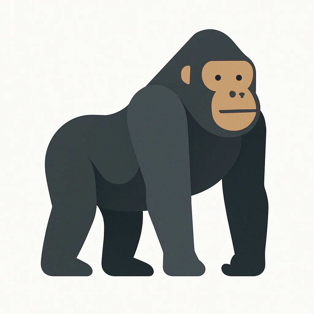 flat design style gorilla white background emoji