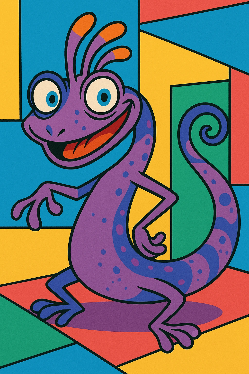 Randall from Monsters Inc, vibrant toon style, purple chameleon-like monster with expressive eyes emoji