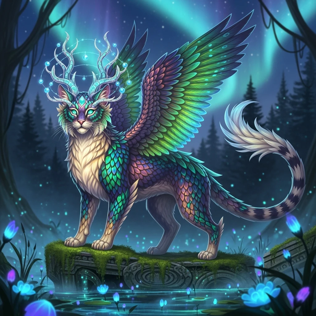 make a hyper realistic mythical cat creature with great detail emoji