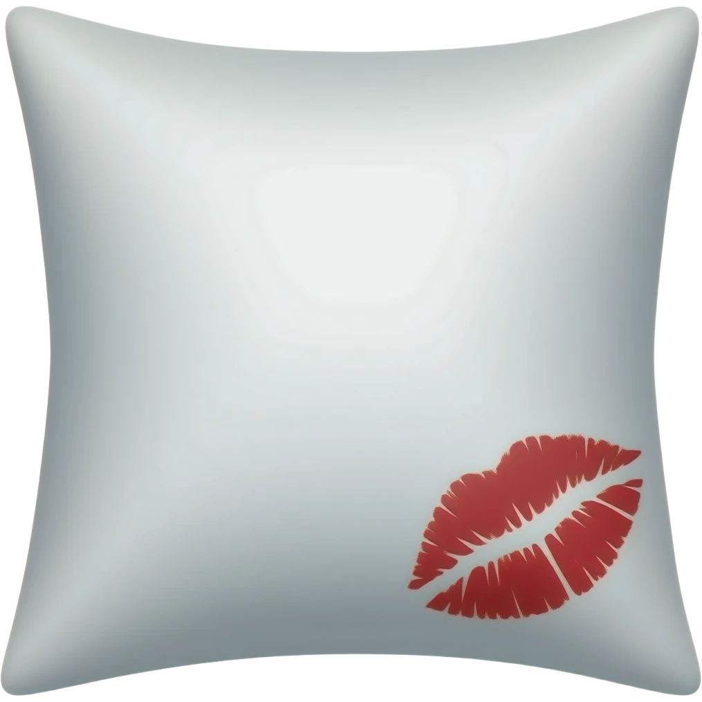 A pillowcase lipstick-stains on the corner emoji