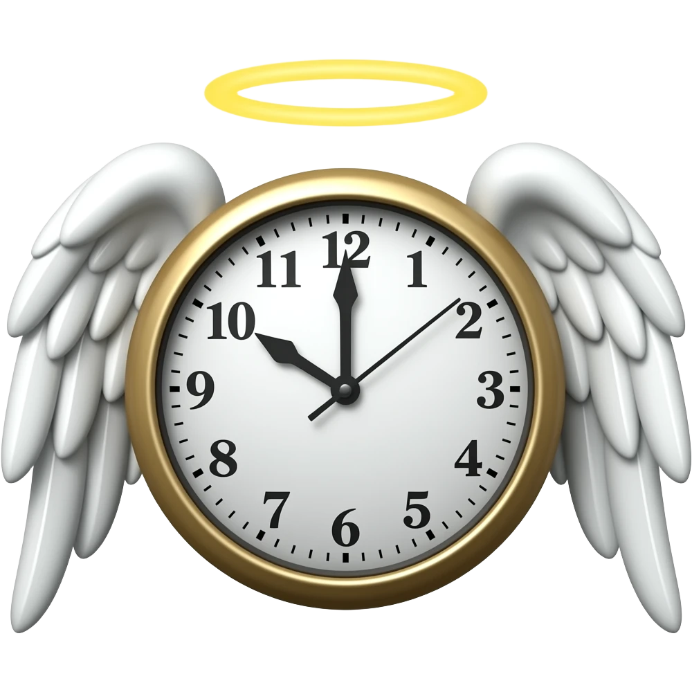 A 'clock with wings and a Halo on its head emoji