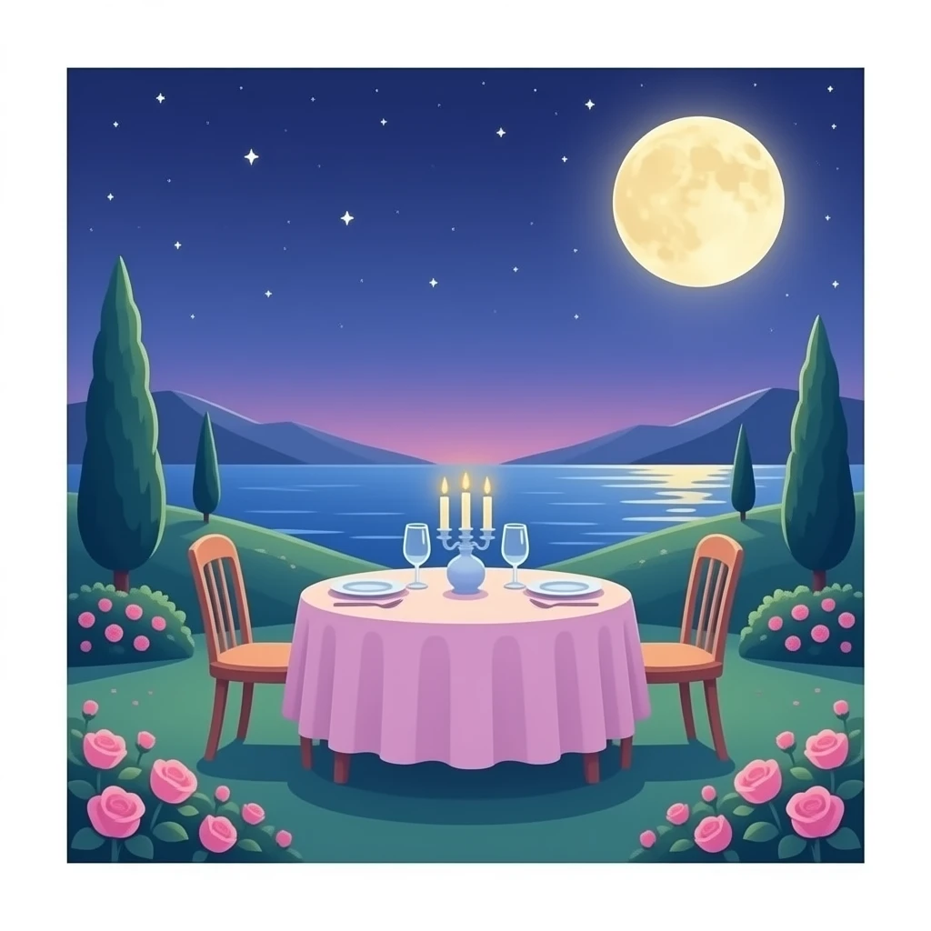 Romantic pastel dinner night emoji