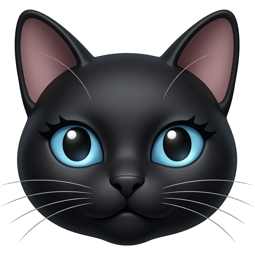 Only show the slim head A black cat that looks like Cat woman with long lashes blue eyes emoji