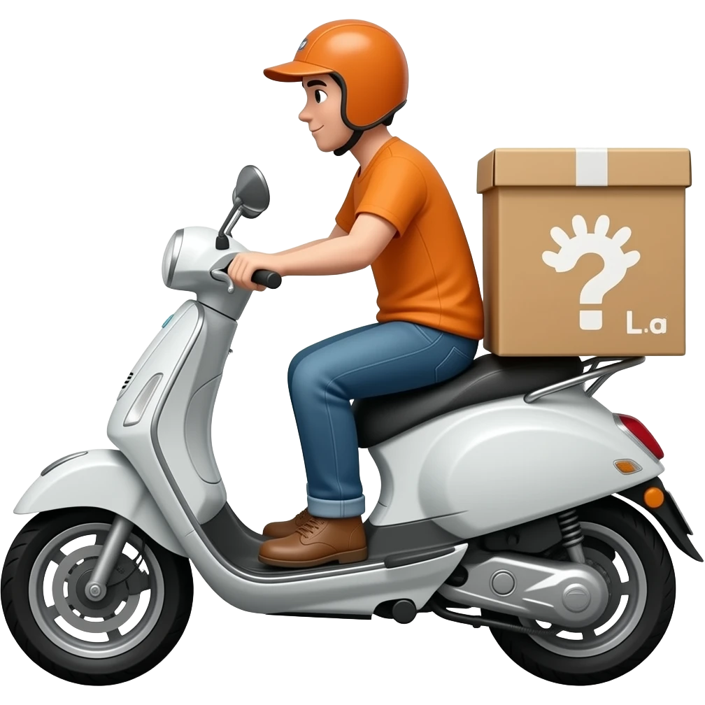 A delivery boxer motorbike with a box beside it. emoji