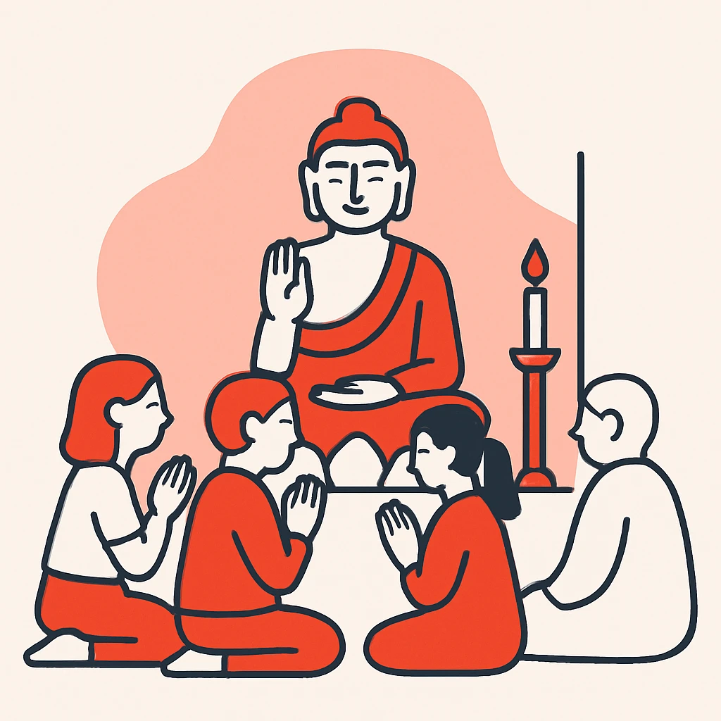 people praying in a Buddhist temple emoji