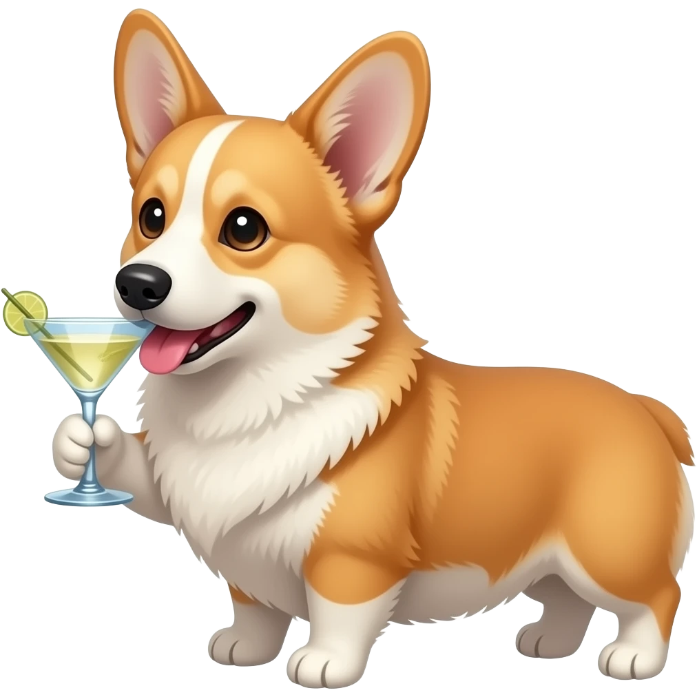 corgi drinking martini emoji