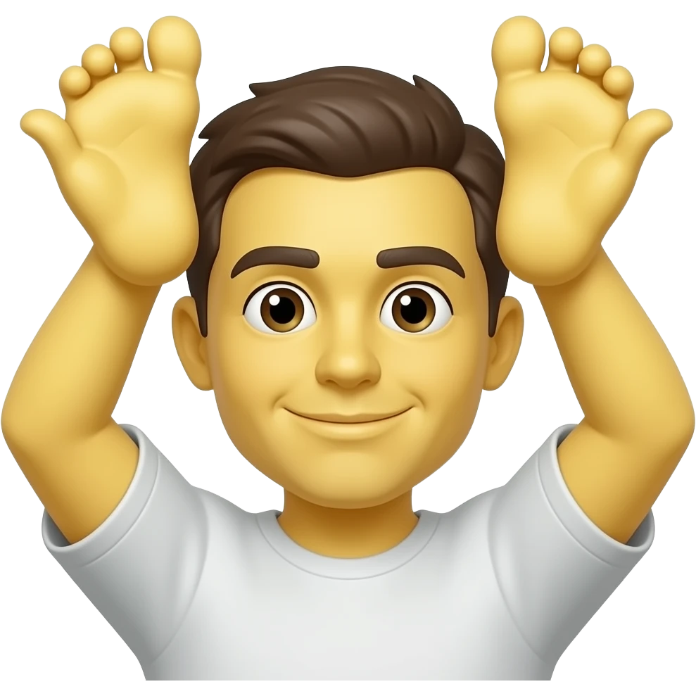 Yellow emoji head with feet above the head emoji