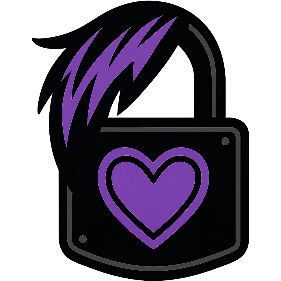 emo lock, black and purple emoji
