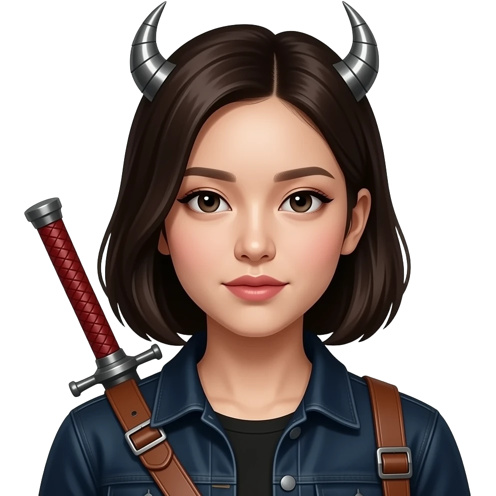 This emoji illustrates the character Zoe from the K-pop movie Demon Hunter. emoji