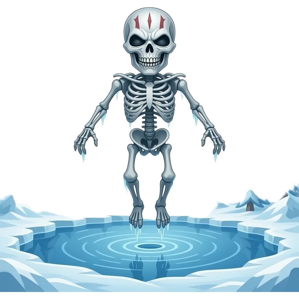 iron maiden eddie mascot - corpse hovers over frozen landscape - a Gustave Doré piece, depicting traitors frozen in a lake of ice in the ninth circle of Dante's Inferno emoji