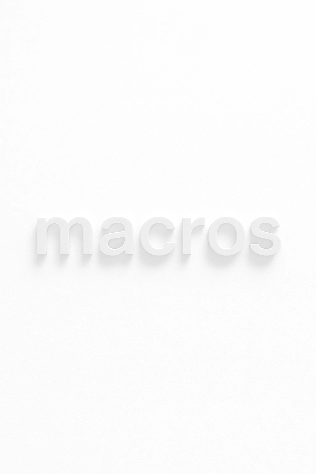 le parole "macros" fluttuano in aria, sfondo bianco emoji