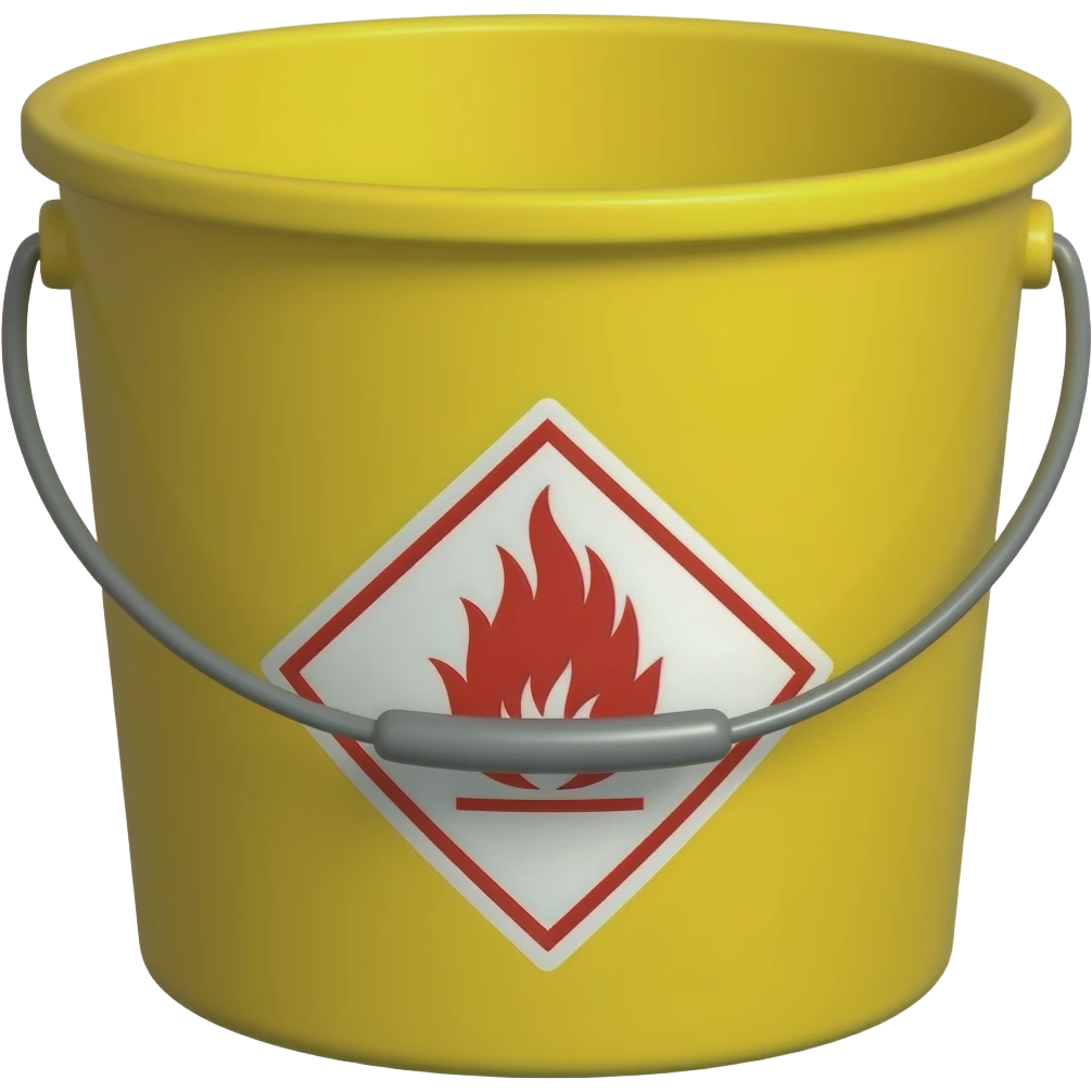 yellow bucket with flamable sign emoji