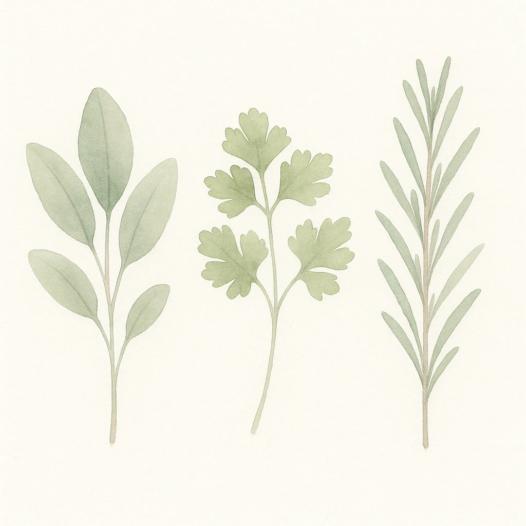 herbs, realistic watercolor style emoji