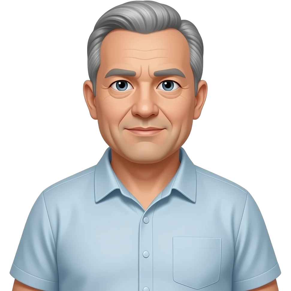 yeux ashryver gentil homme dans la cinquantaine, cheveux grisonnants et calvitie, ventre surpoids emoji