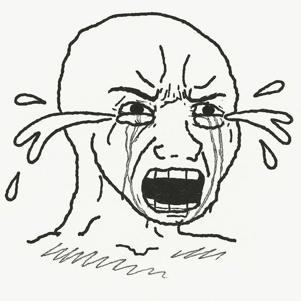 哭得像喷泉：
"角色眼睛泪水满盈，嘴巴大张着，眼泪像喷泉一样喷出来，表情非常夸张，眼睛瞪得大大的，完全无法控制情绪” emoji