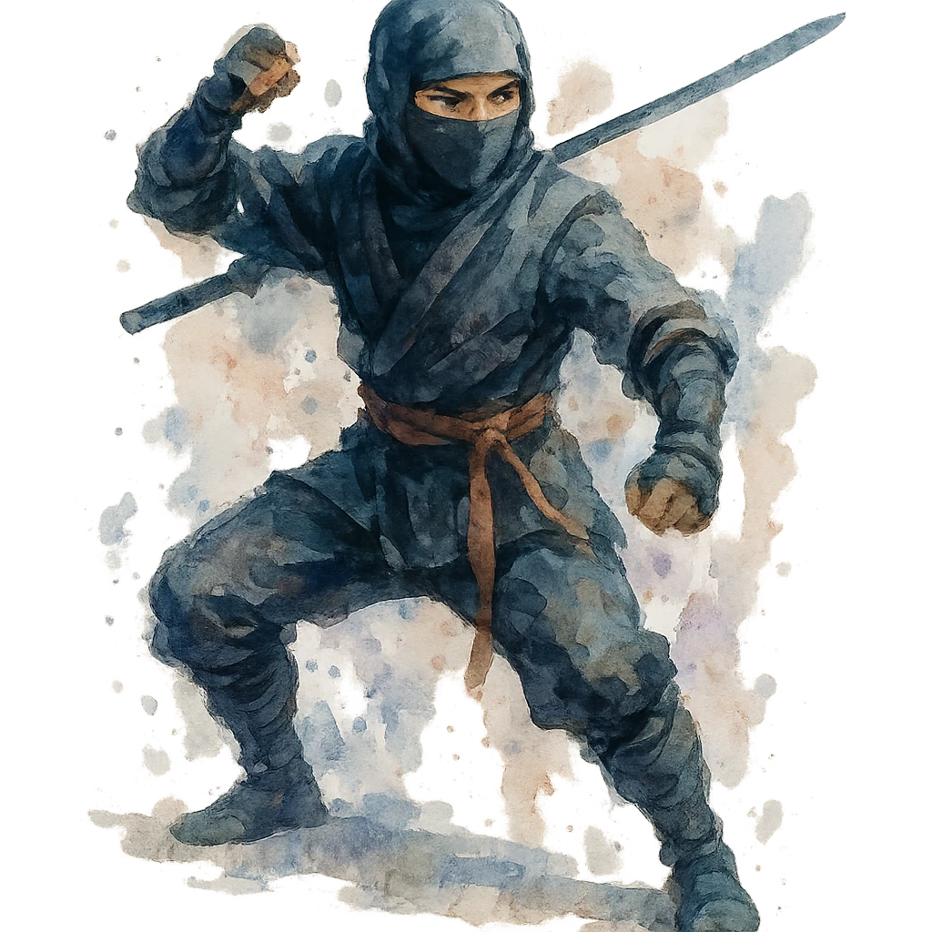 watercolor style masked ninja emoji