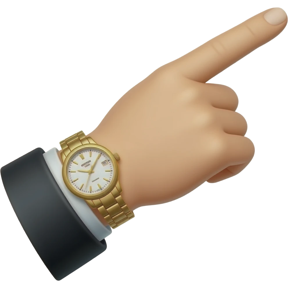 Mano con reloj elegante,señalando arriba emoji