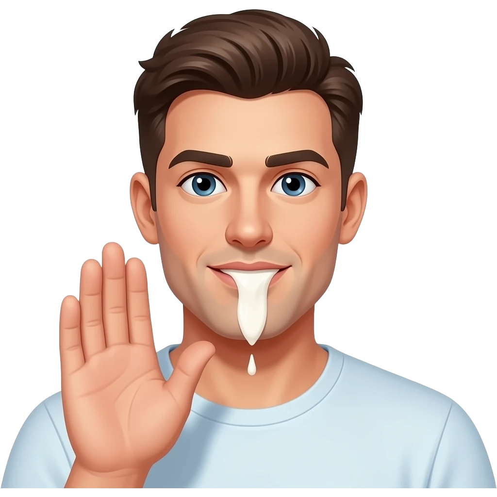 Male licking white yogurt off hand emoji