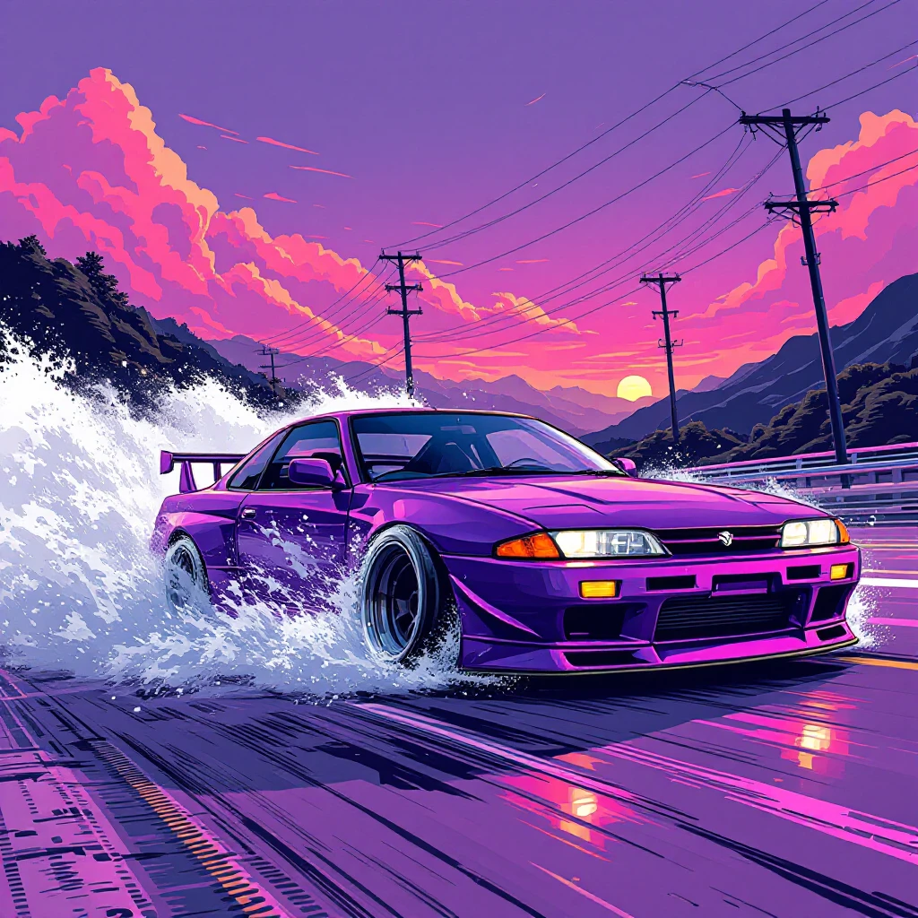 japanese purple wave phonk car drifting emoji