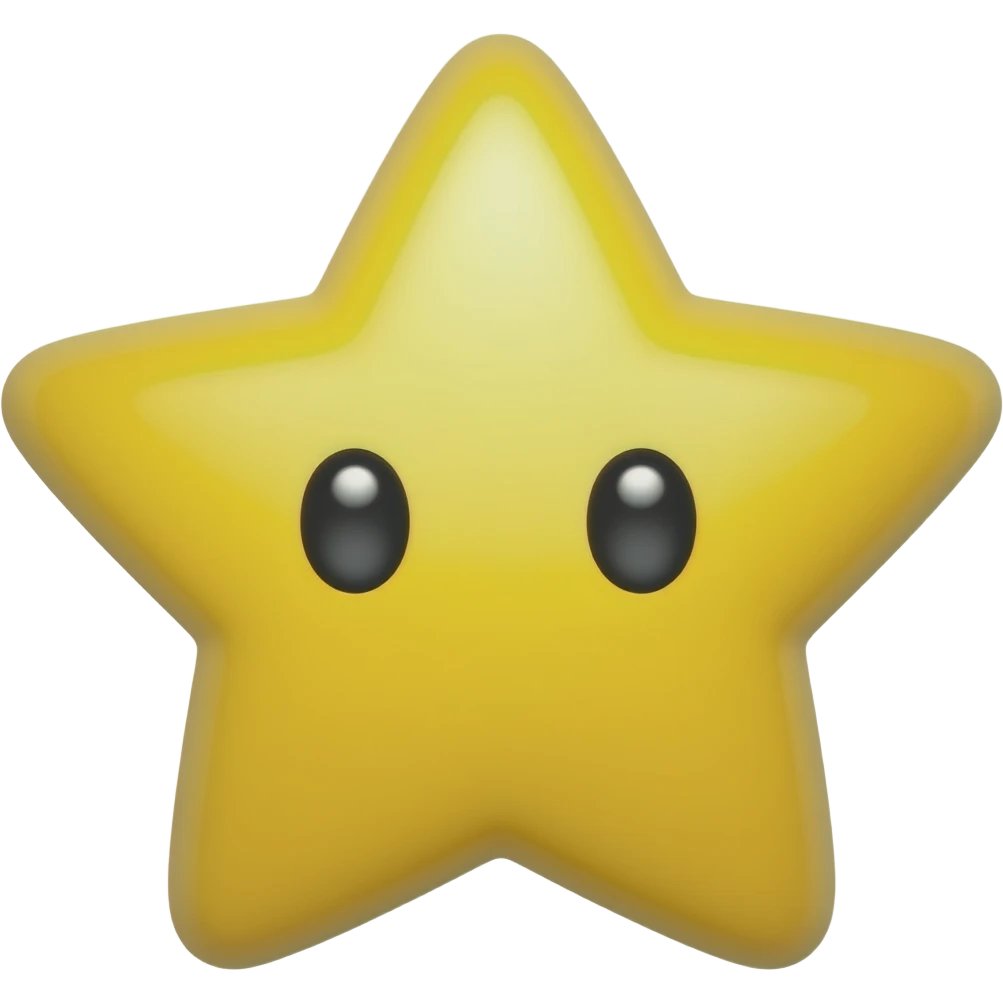 Kawaii star with black eyes emoji