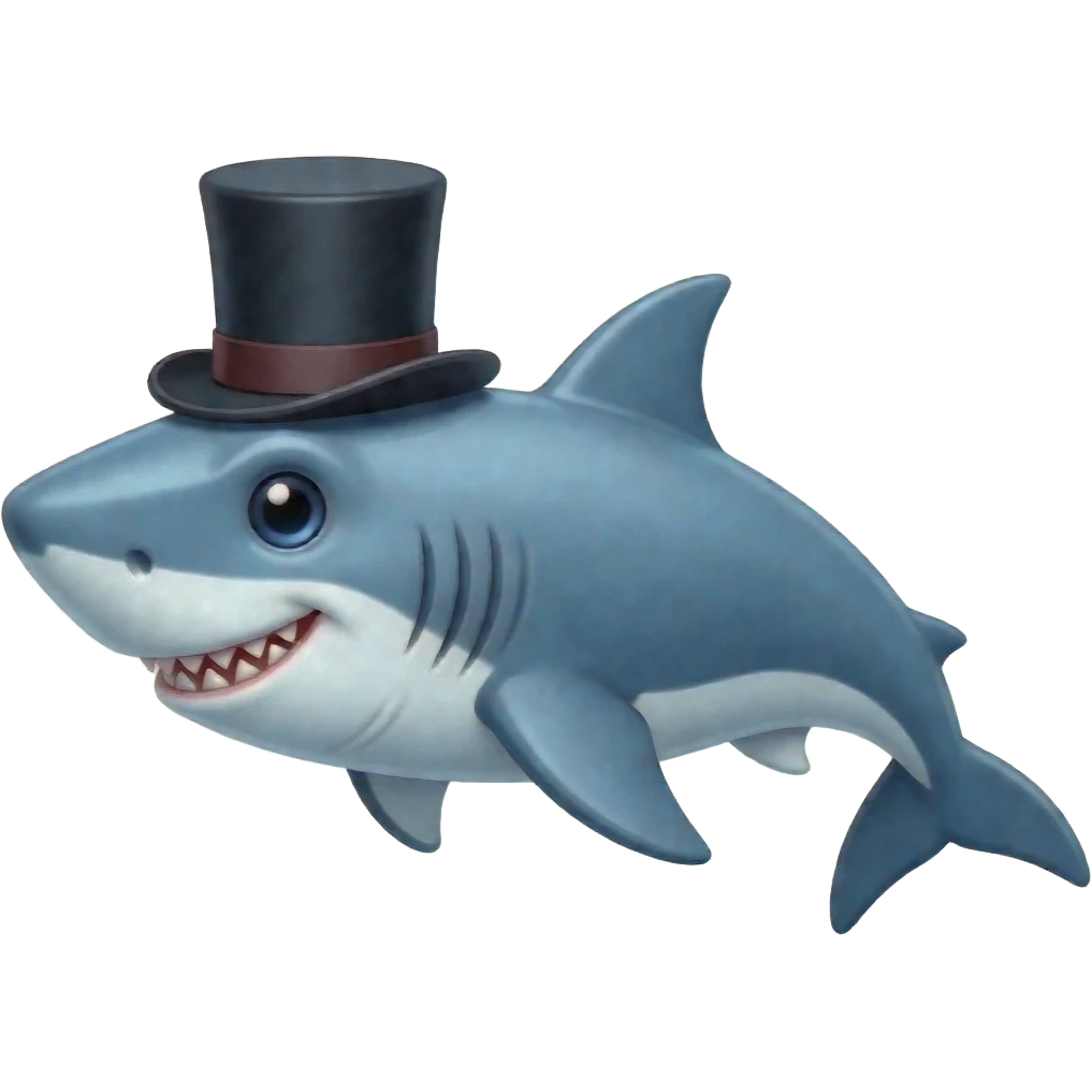 Shark with a top hat emoji