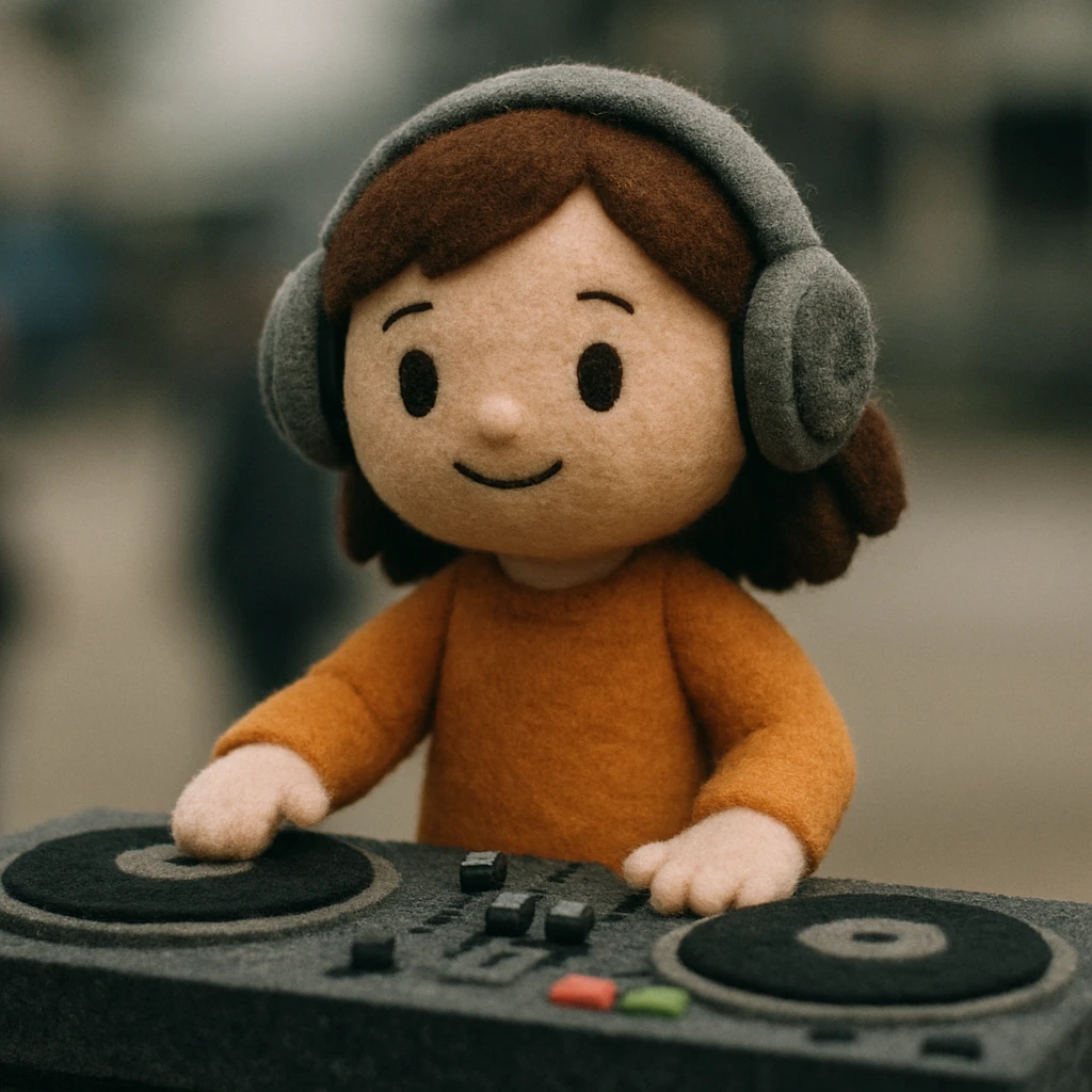 girl playing DJ set emoji