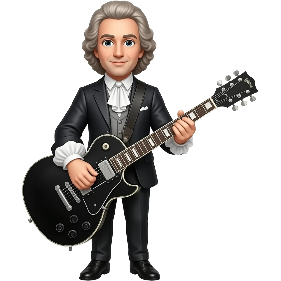 Antonio Vivaldi with black metal electric guitar full body emoji
