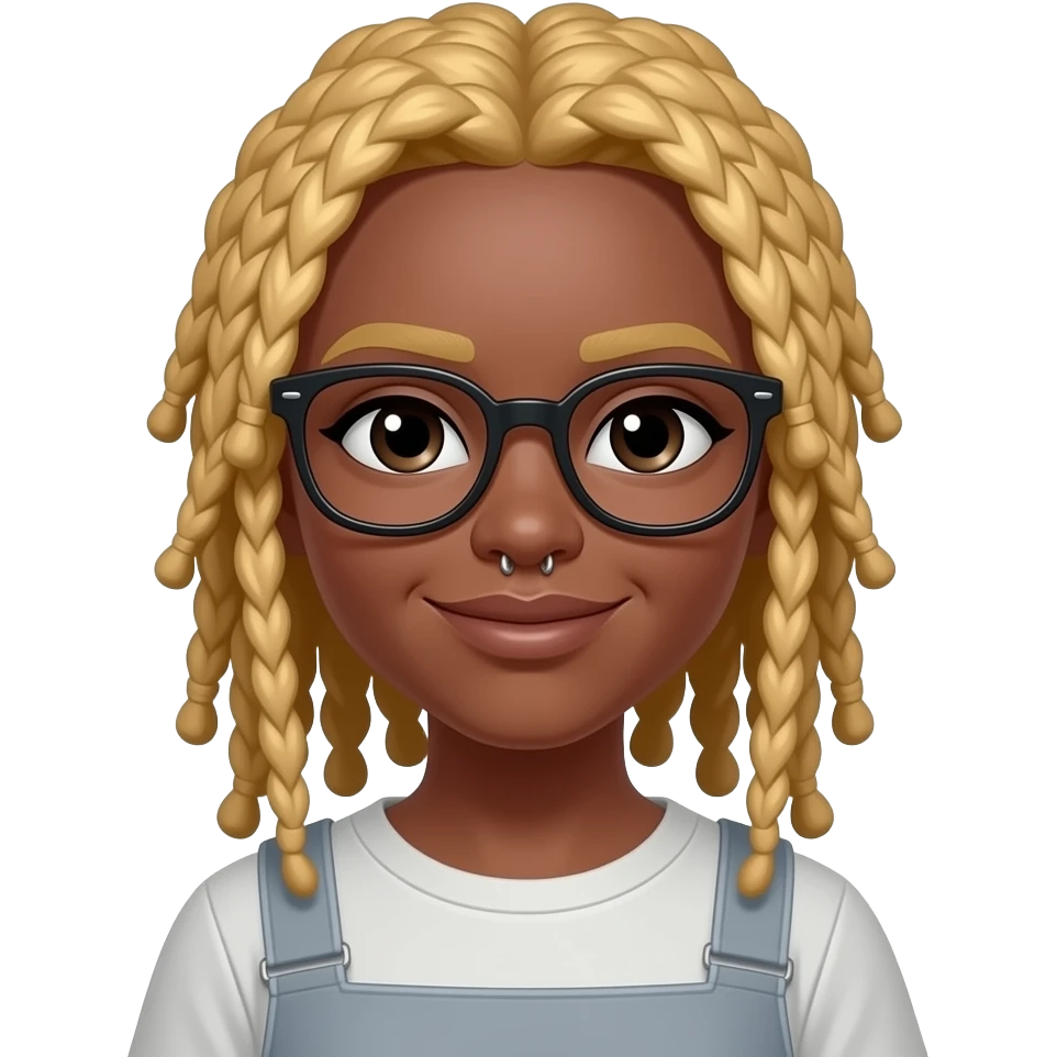 Black girl with blonde locs and eyeglasses and nose piercings emoji