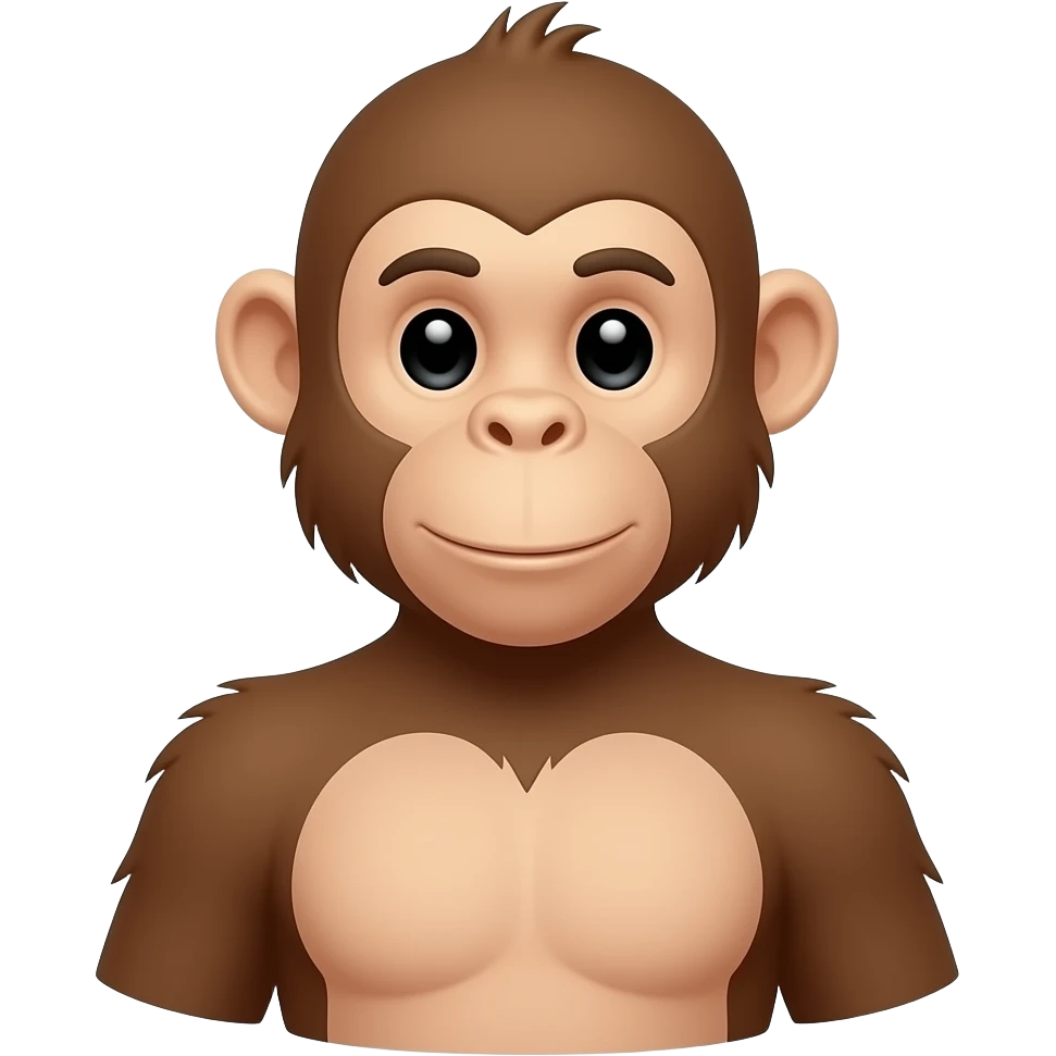 Custom iOS emoji with no blur and a white background. The topic of the emoji is "monkey with absolutely no arms. Torso should be visible in the shot". It MUST maintain the general apple iOS emoji style. emoji