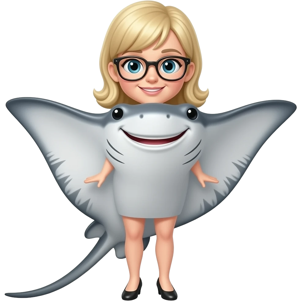 Smiling Stingray with glasses as blonde women emoji