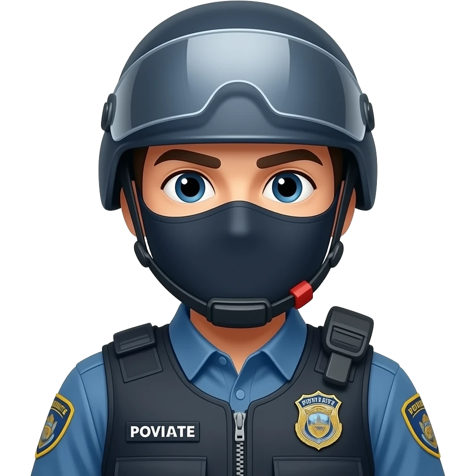 immigration Agent with helmet and balaclava emoji