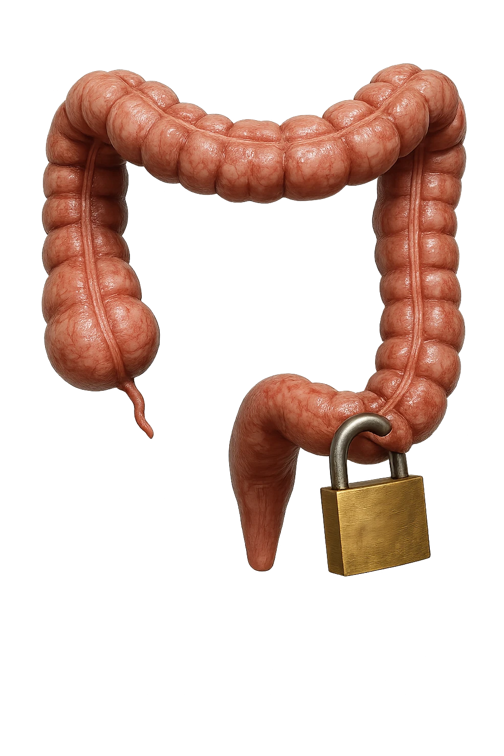 COLON UMANO CON LUCCHETTO DI BLOCCO, IPERREALISTICO 4K emoji