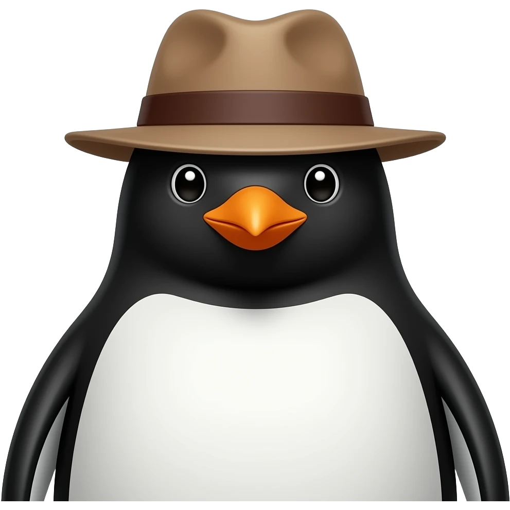 penguin with half body close up wear a stylish hat emoji