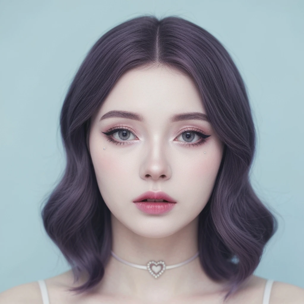 pastel goth profile picture with a heart accent, cute, expressive, minimal, variation 2 emoji