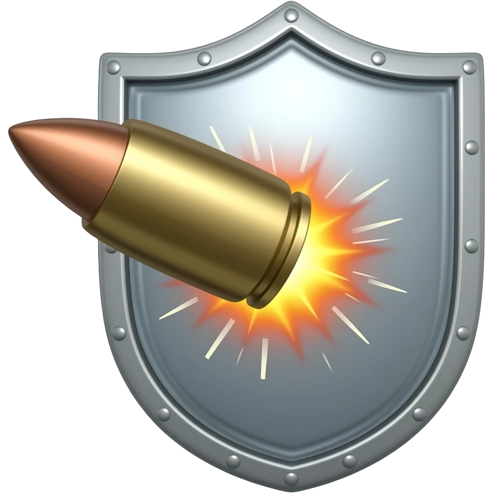 пуля без гильзы летит в щит emoji