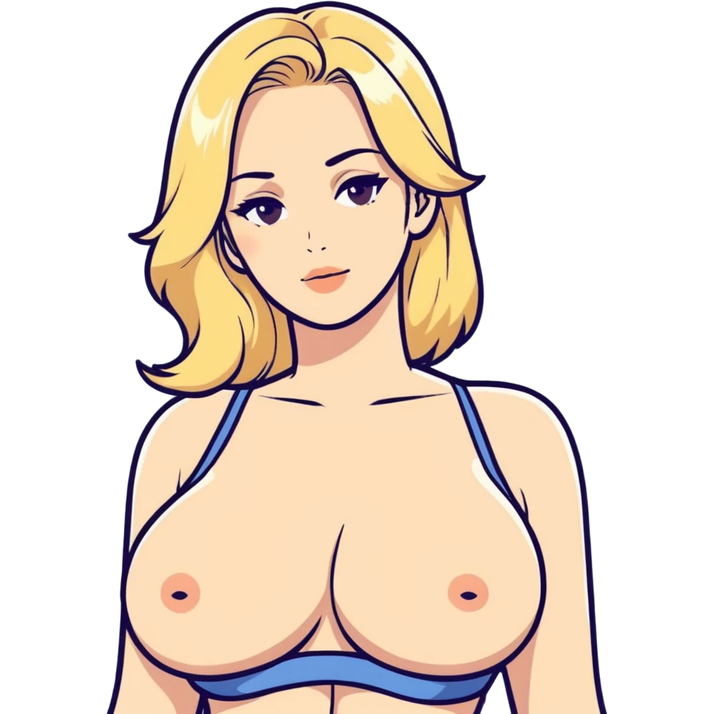 Thick. Blonde. woman. Large breasts 
 emoji