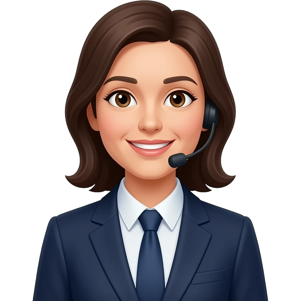 female customer service agent, friendly, 35 years old, business casual emoji