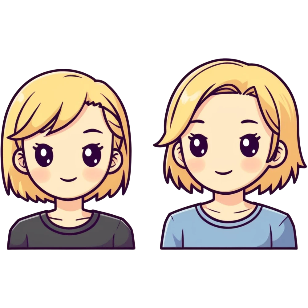 Two girls with dirty blonde hair emoji