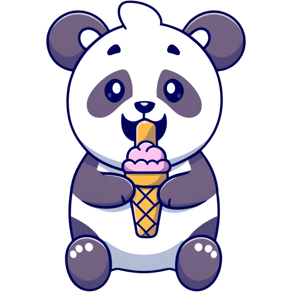 Panda eating ice cream emoji