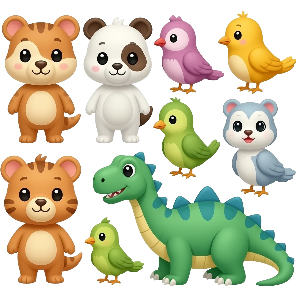 animales del bosque bebes pajaros dinosaurios emoji
