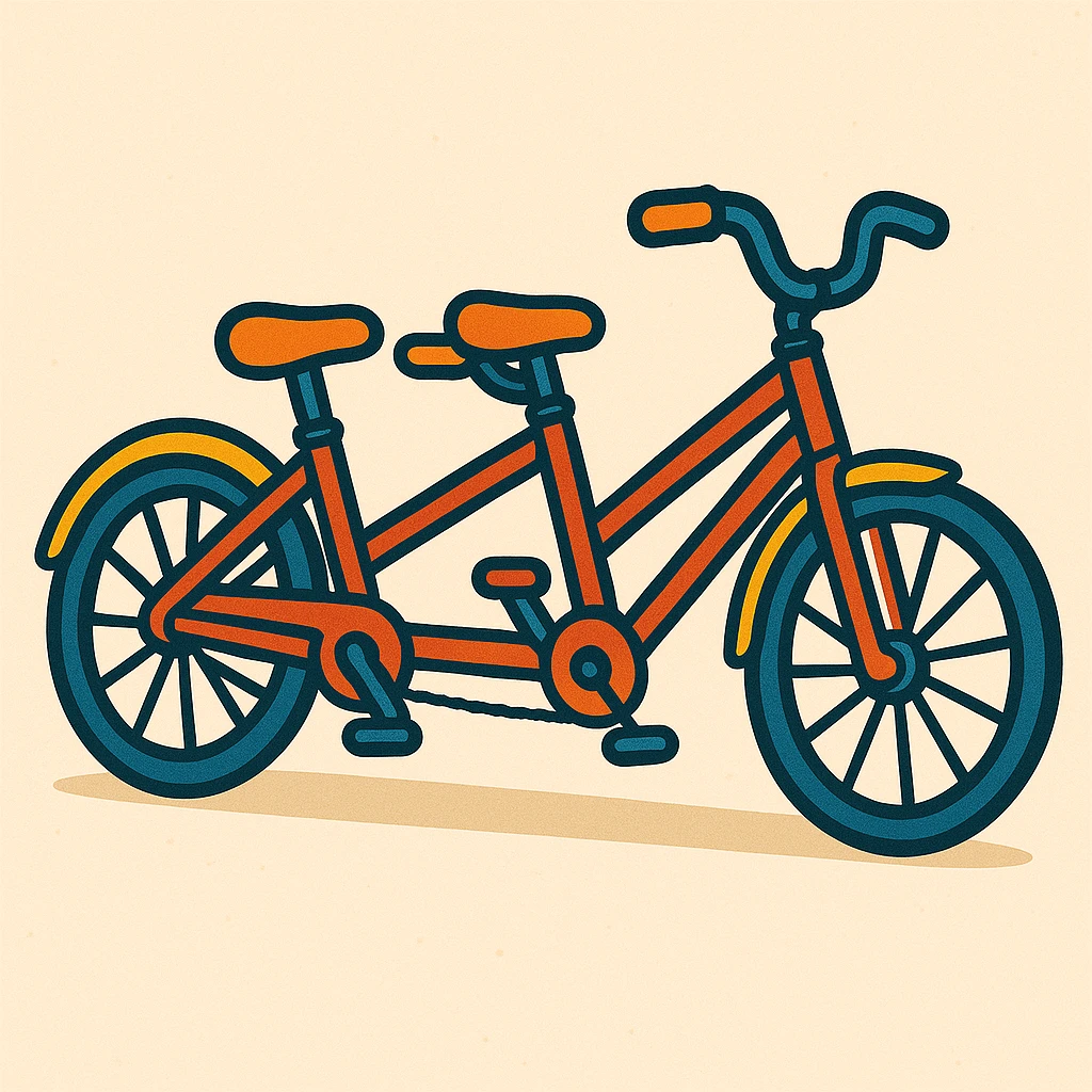 Remove the basket from the tandem citybike, keep playful cartoon style. emoji