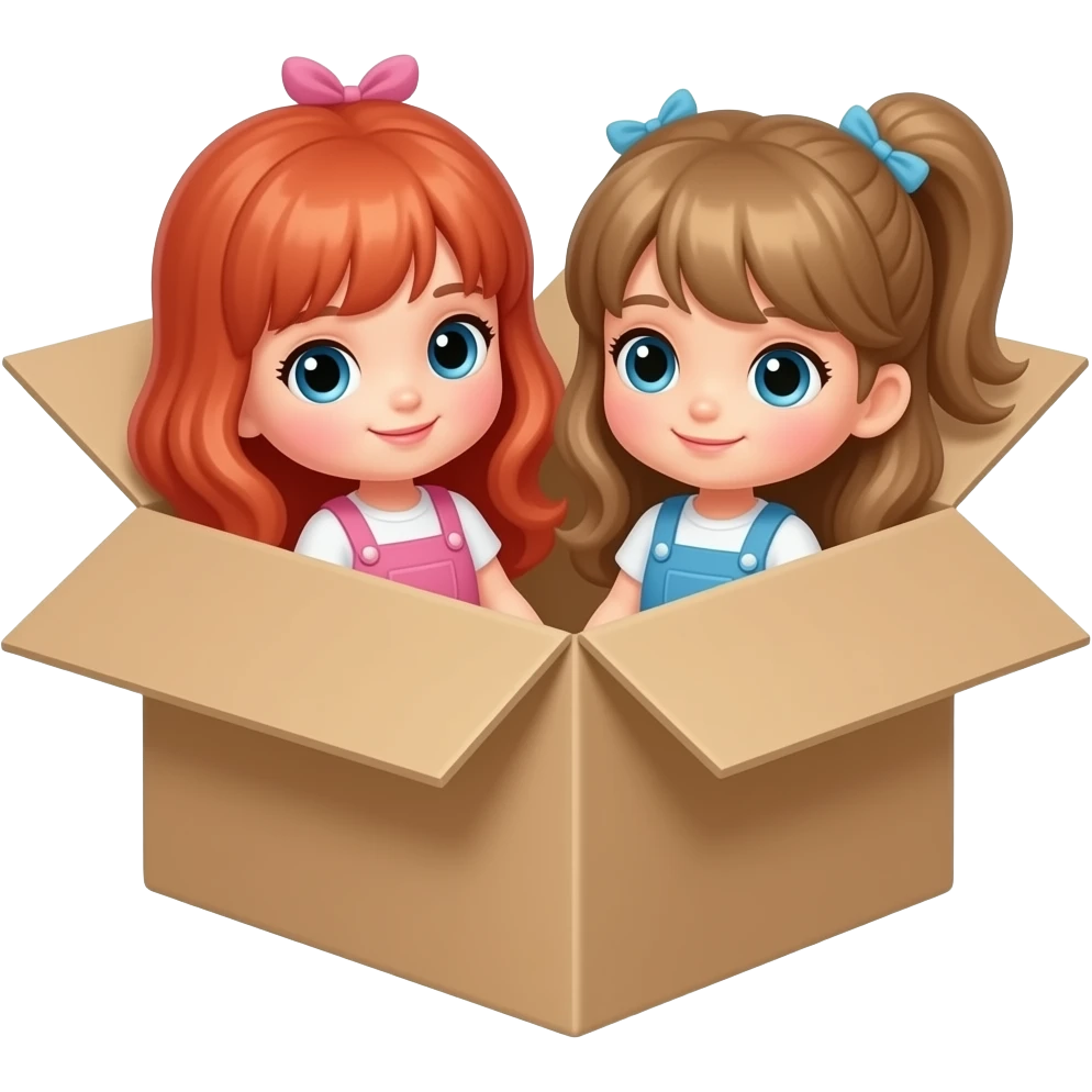 two dolls are in the paper box emoji